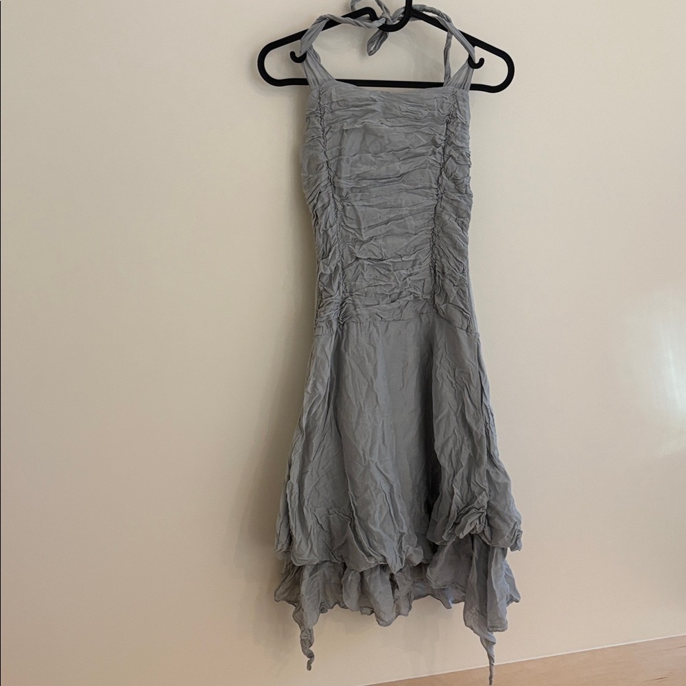 Italian-Made Whimsical Rouched Halter Dress - Picture 3 of 9